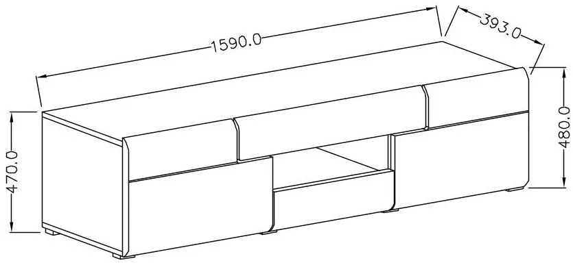 TV asztal Tamie Typ 41 (fényes fehér + sanremo tölgy). 1030175