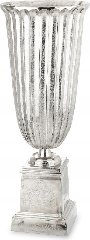 Ezüst antik stilizált masszív magas nagy váza láb kehely