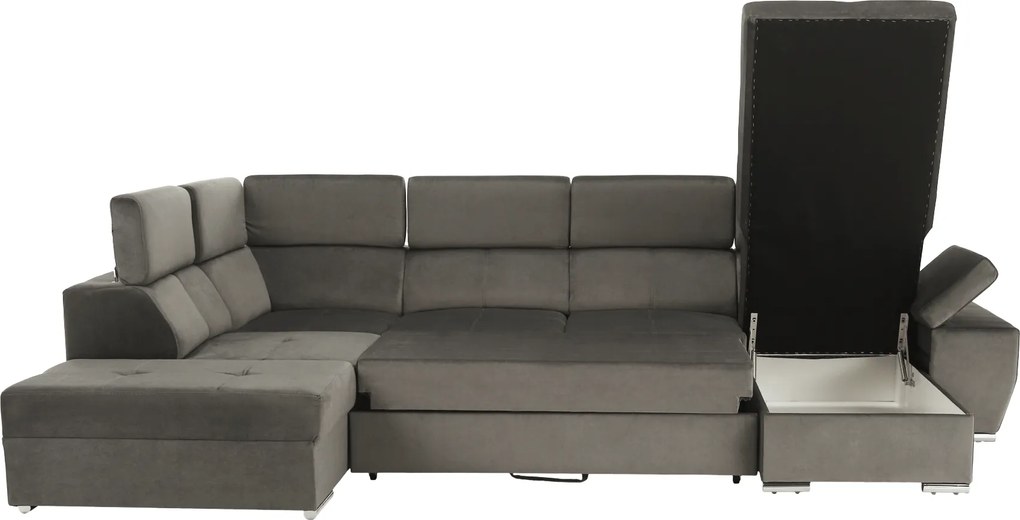 Ülőgarnitúra, szürkésbarna taupe, jobbos, LAMORA U