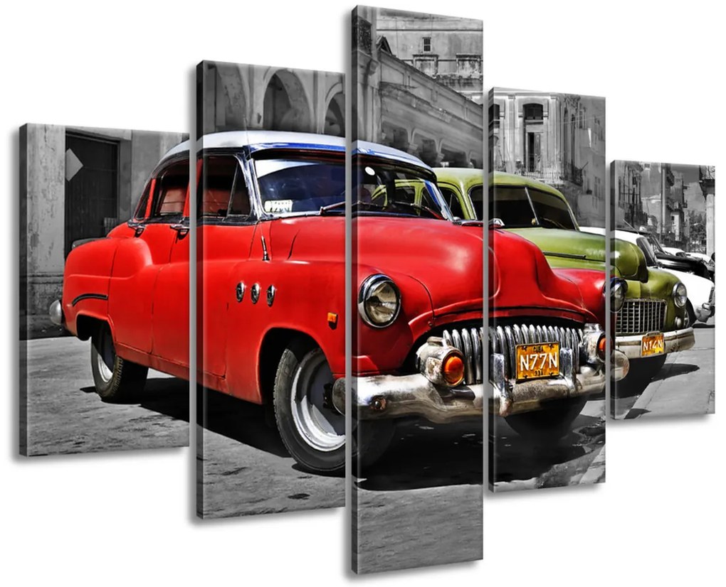 Gario Vászonkép Kubai taxi - 5 részes Méret: 150 x 70 cm