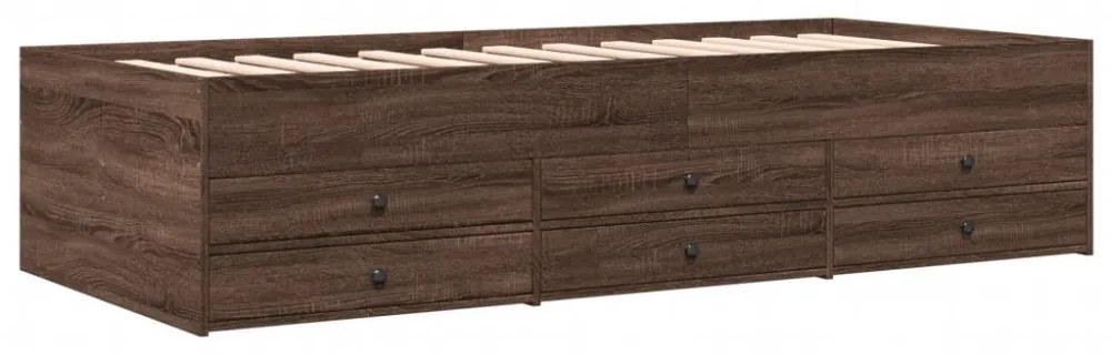 barna tölgy kanapéágy fiókkal matrac nélkül 90x200 cm