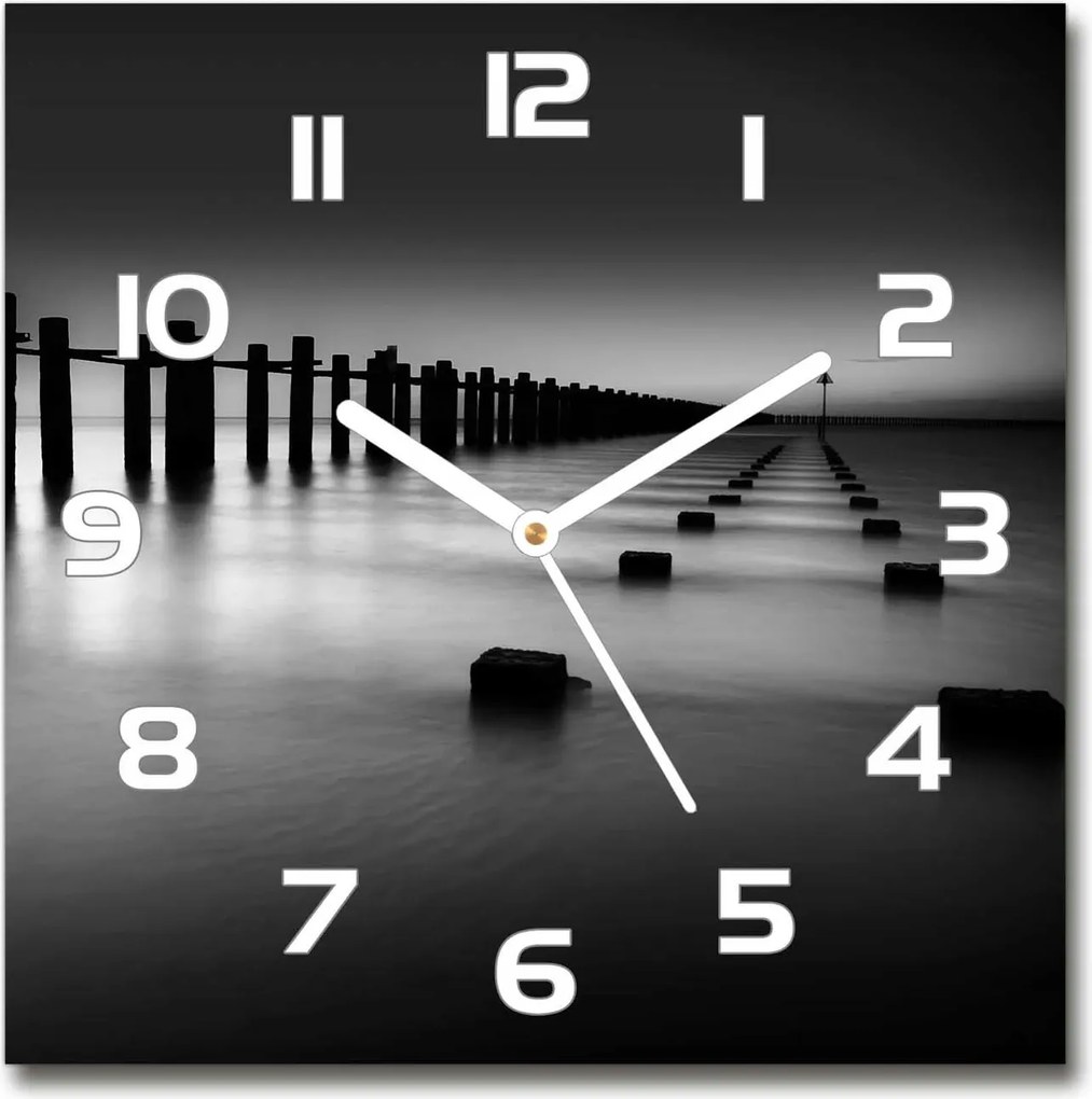 Négyzet alakú üveg falióra Temze hullámtörő 30x30 cm