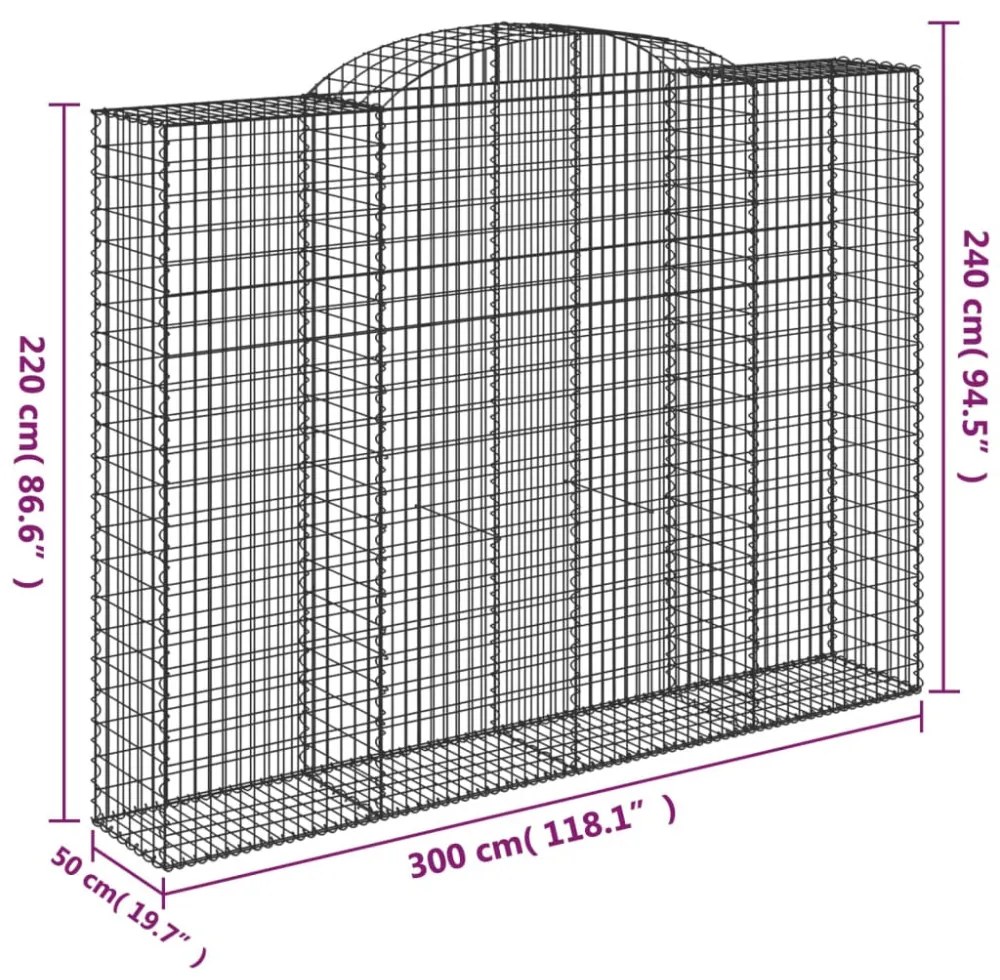 3 db íves horganyzott vas gabion kosár 300x50x220/240 cm