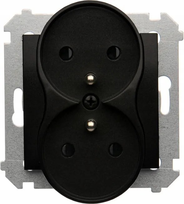 Simon 54 Dupla Földelt Csatlakozóaljzat Záróelemek a Nature Keretekhez, Fekete