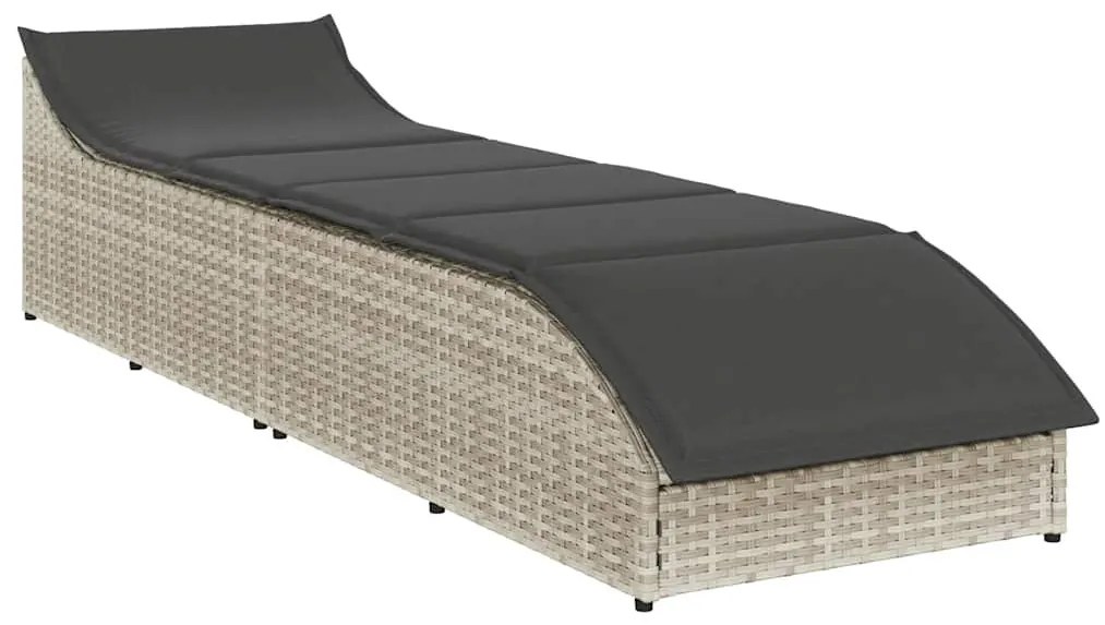 Összecsukható napozóágy párnával és tárolóval polyrattan