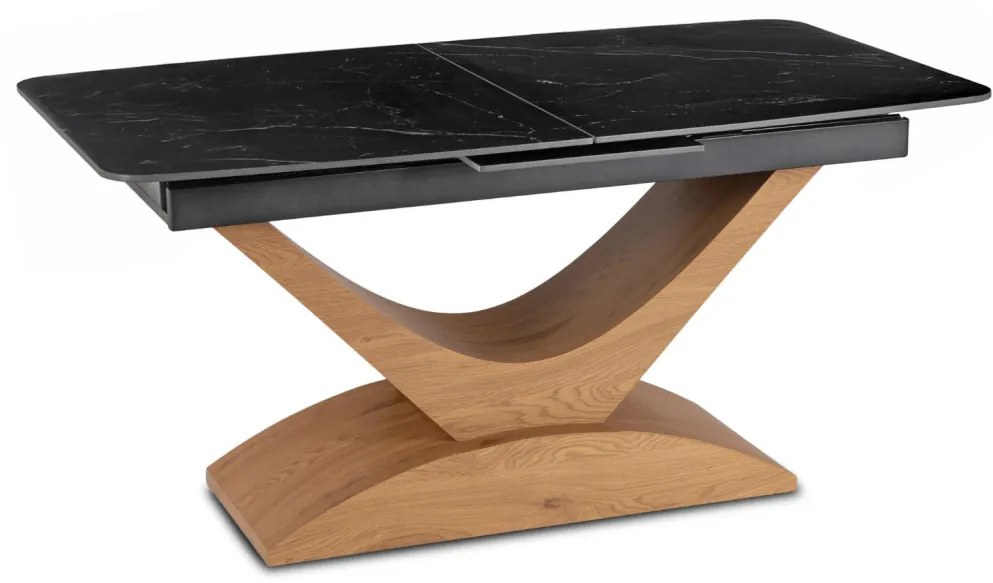 Stół ALICANTE Ceramiczny Rozkładany 160-200 cm Czarny márvány/Dąb