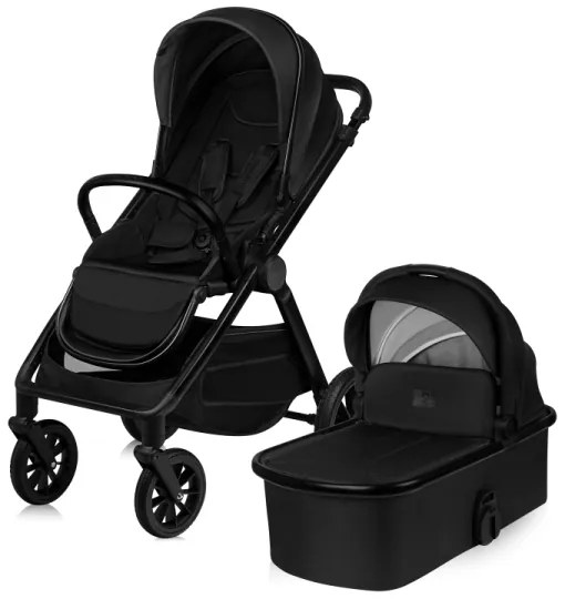 Lionelo - LAYLA kombinált, 2 az 1-ben babakocsi Fekete Onyx