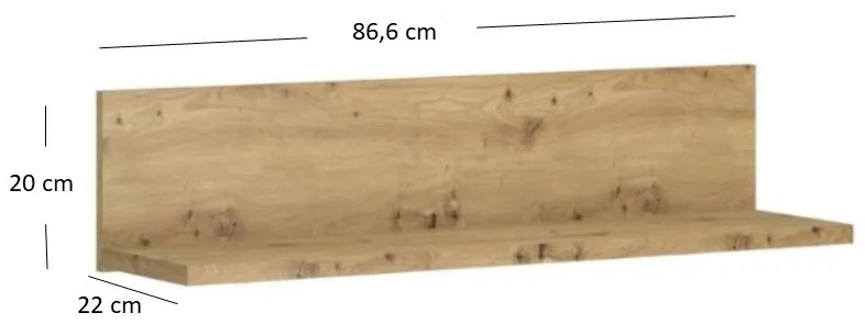 Polc 90 cm Andra (artisan tölgy). 1052734