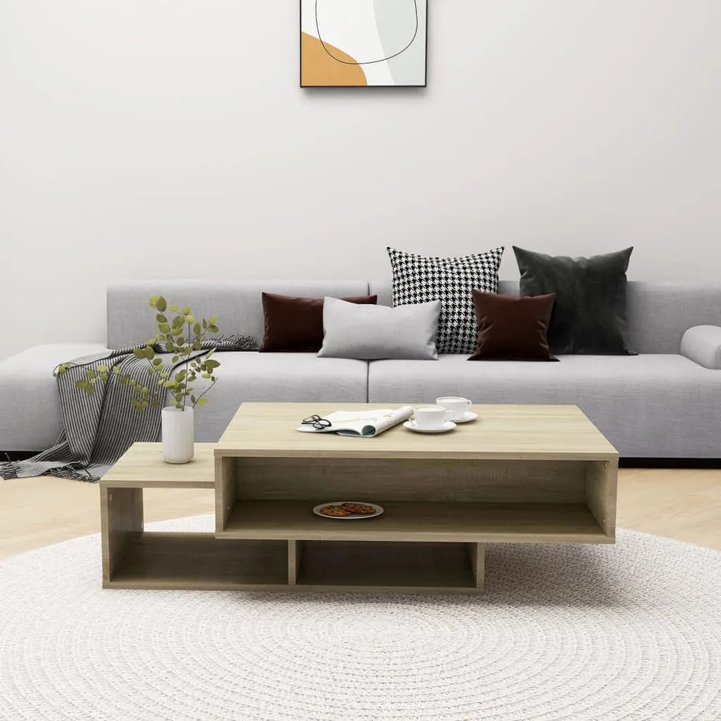Sonoma tölgy színű szerelt fa dohányzóasztal 105 x 55 x 32 cm