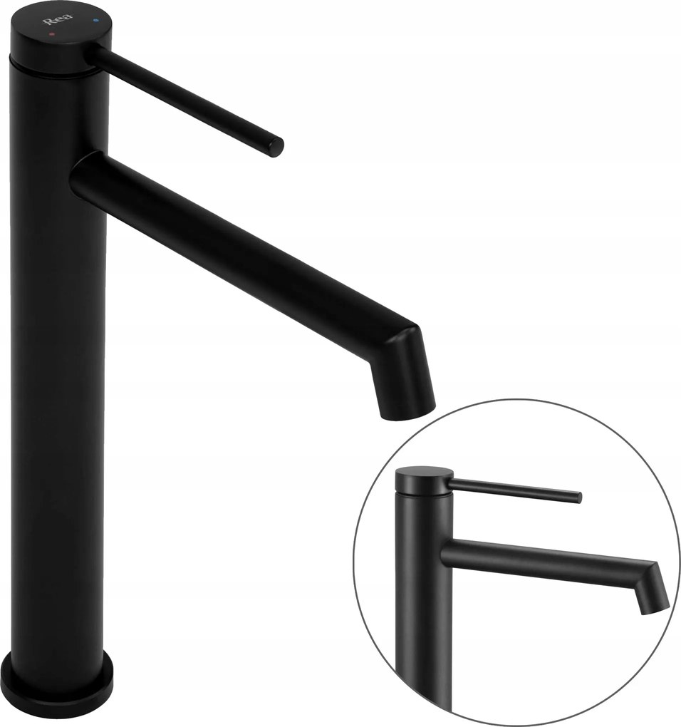 Mosdó csaptelep fekete magas álló mosdóhoz Rea kerek fekete