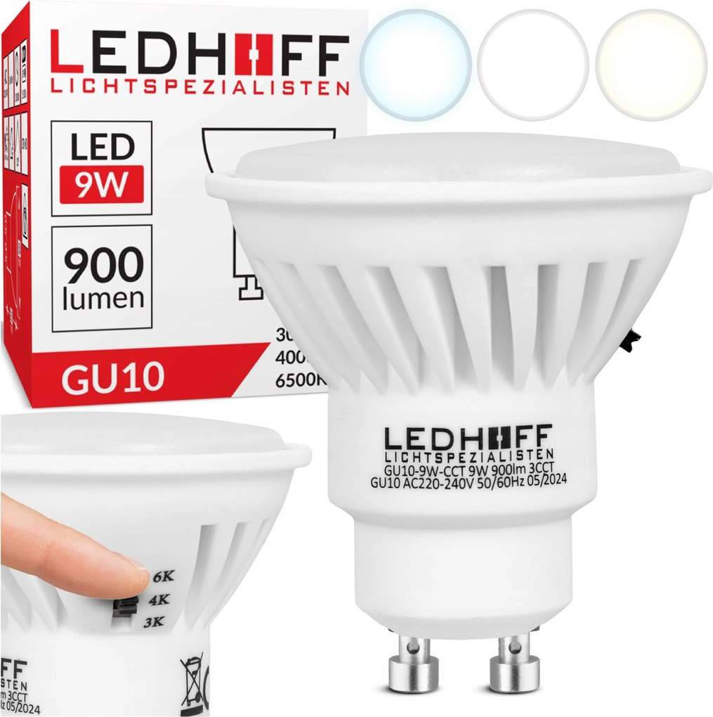 Led izzó 9W GU10 Erős Villogásmentes 3 fényszín Prémium 900lm