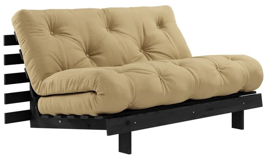 Mustársárga kinyitható kanapé 140 cm Roots Black Night – Karup Design