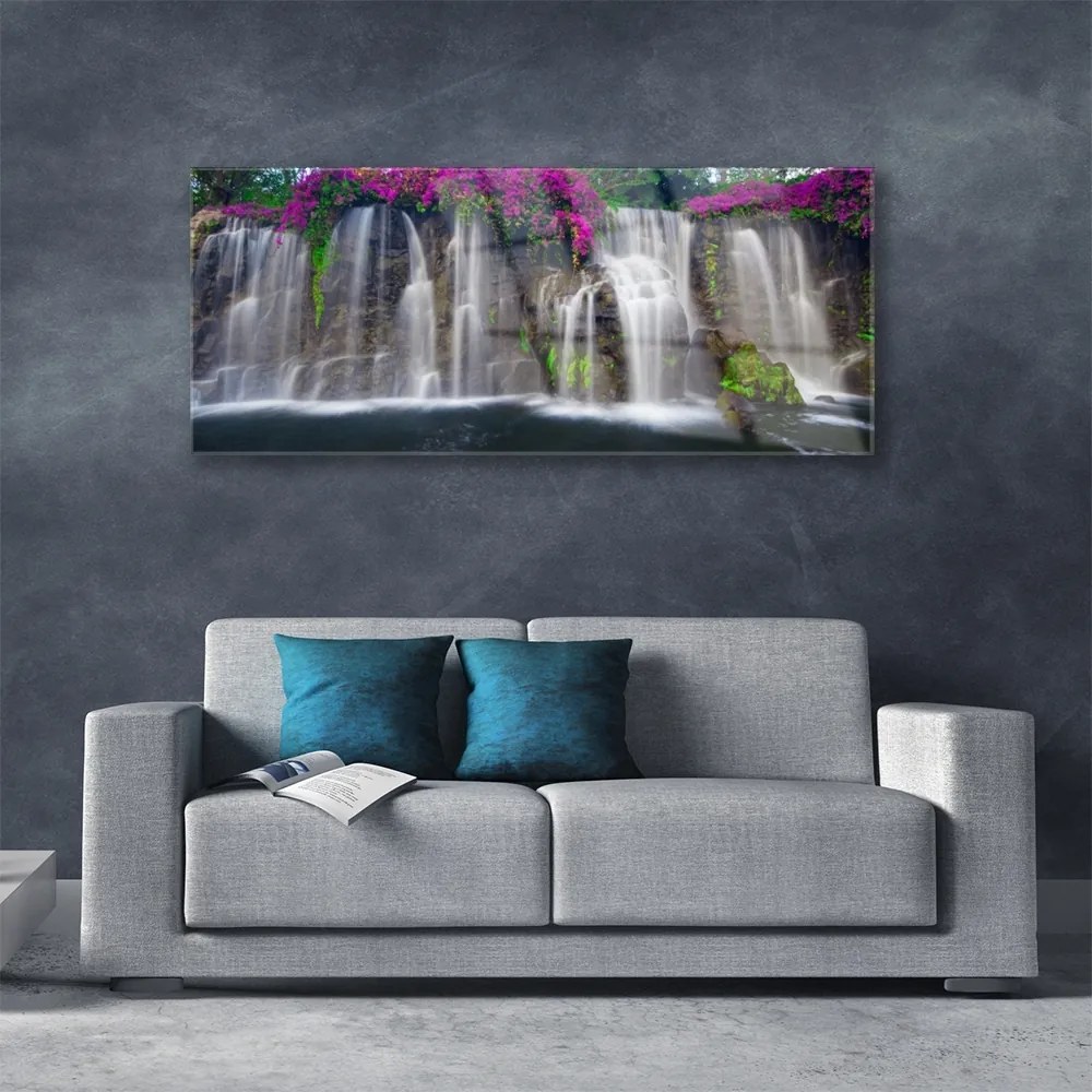 Fali üvegkép vízesés Természet 100x50 cm