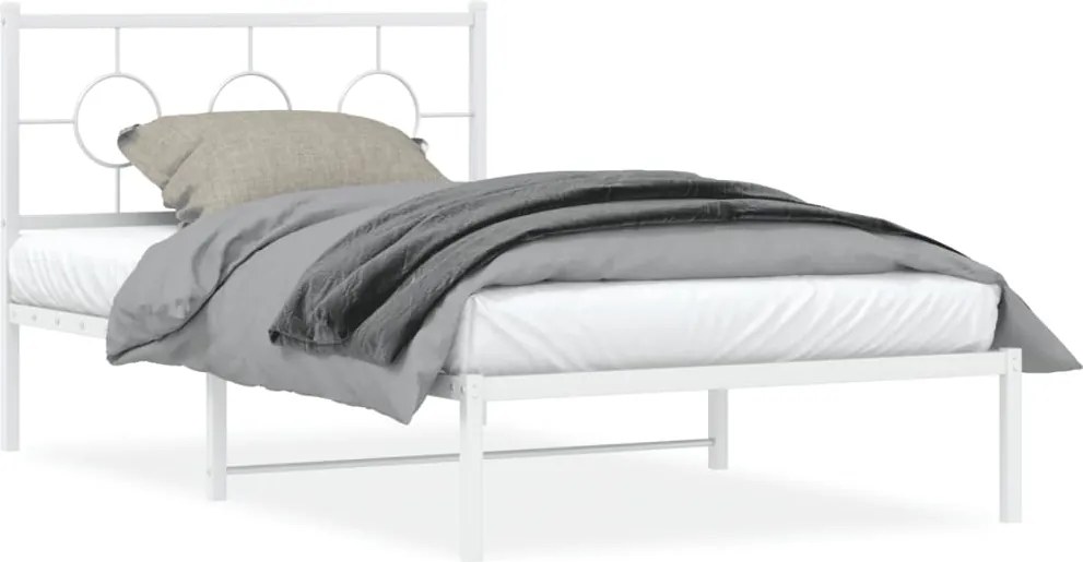 vidaXL fehér fém ágykeret fejtámlával 107x203 cm