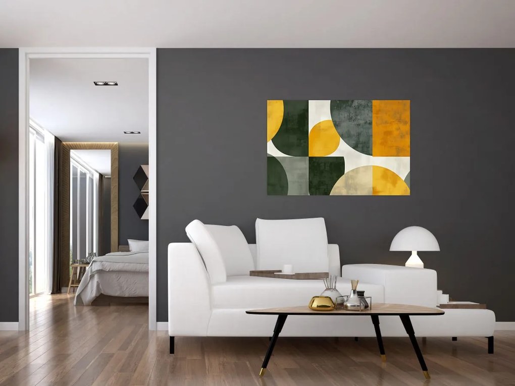 Kép - Olívazöld absztrakció (90x60 cm)