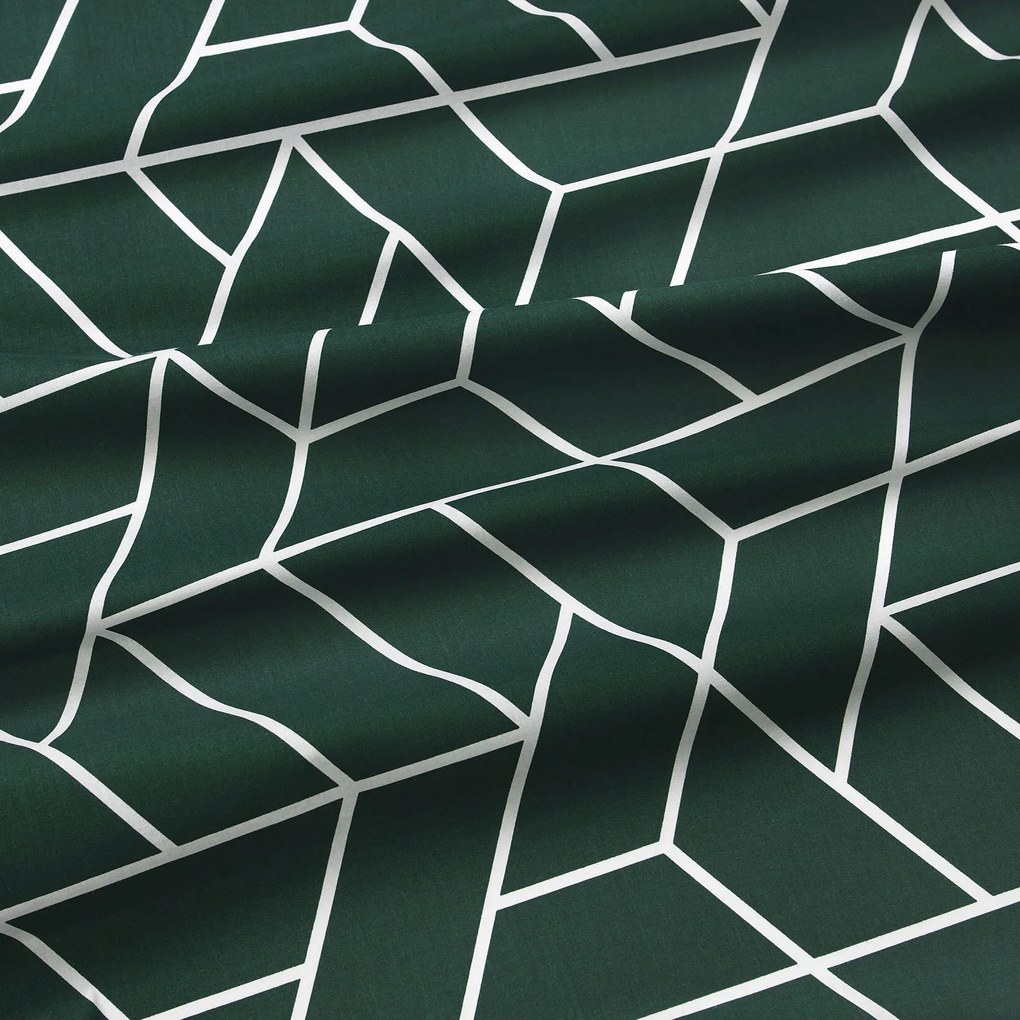 Goldea pamut körgumis lepedő - mozaik minta, sötétzöld alapon 120 x 200 cm