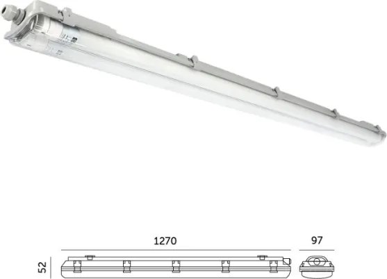 LED műszaki fénycsöves lámpatest T8 2xG13/18W/230V 5000K IP65 127 cm