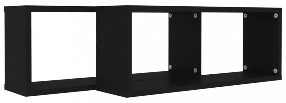 2 db fekete szerelt fa négyszögű fali polc 60 x 15 x 23 cm