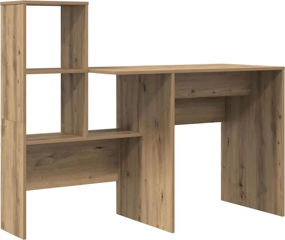 vidaXL Asztal polcokkal Artisan tölgy 131,5 x 50 x 106,5 cm Faanyag