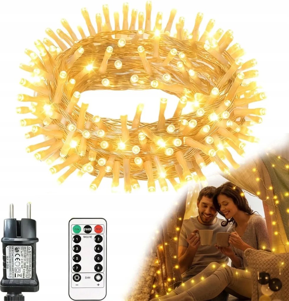 Fénylánc Karácsonyfa Fényfüzér Kültéri 35 M 350 Led Meleg Fehér