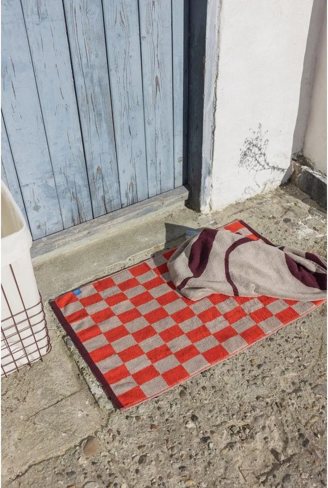 Narancssárga-bézs bio pamut fürdőszobai kilépő zuhanyfülkéhez 50x80 cm Retro – Mette Ditmer Denmark