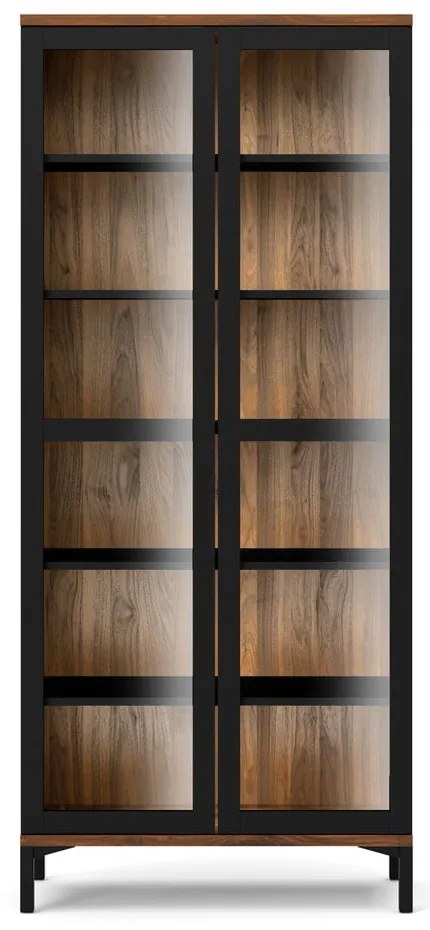 Fekete-natúr színű tálalószekrény diófa dekorral 89x203x36 cm Roomers – Tvilum