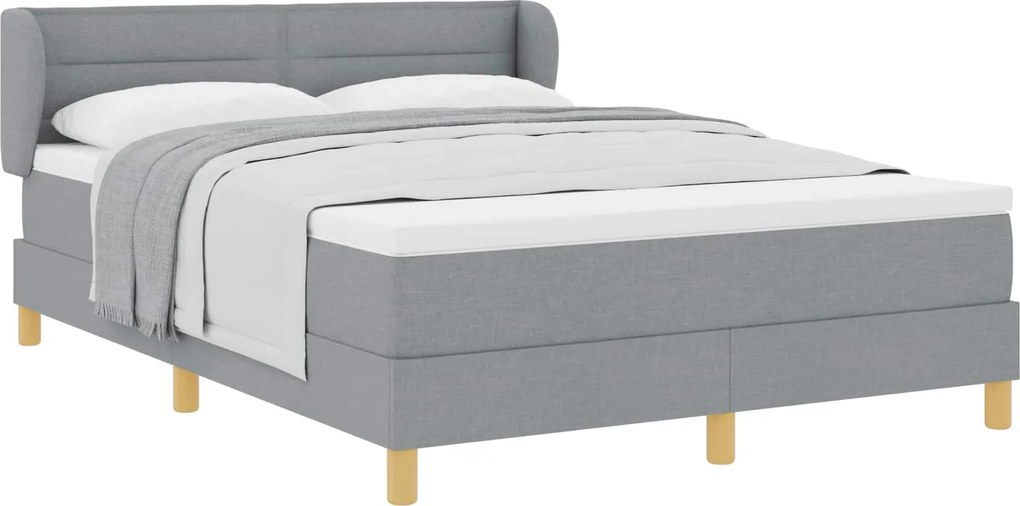 vidaXL Boxrugós ágy matracmal Világosszürke 140 x 190 cm szövet