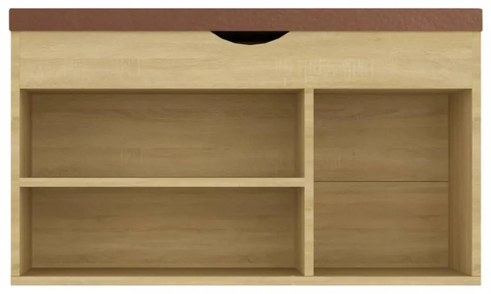 sonoma tölgy szerelt fa cipőtároló pad párnával 80 x 30 x 47 cm