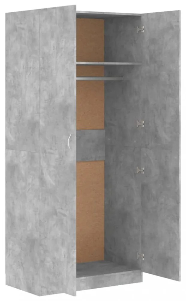 betonszürke szerelt fa ruhásszekrény 90 x 52 x 200 cm