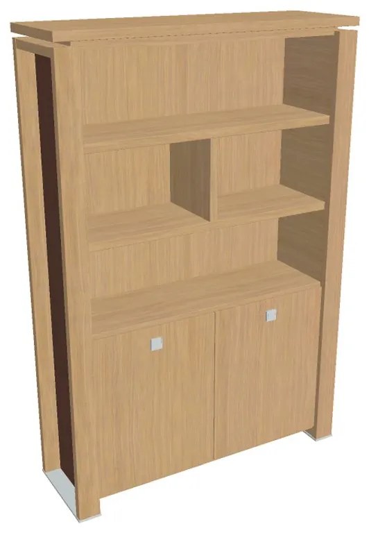 Verno+ S magas szekrény 140 x 46 x 210 cm, polccal, világos tölgy / barna