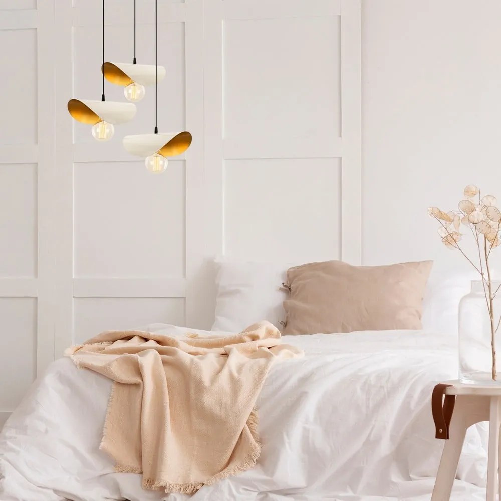 Fehér-aranyszínű függőlámpa fém búrával Sivani – Opviq lights