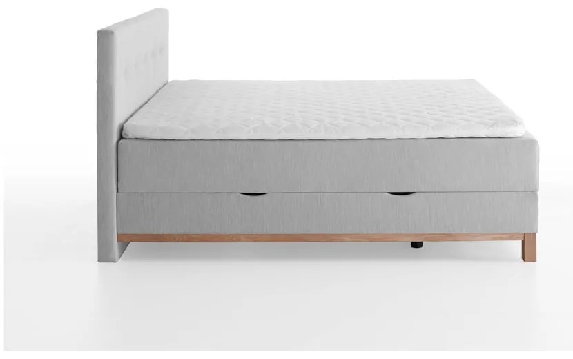 Világosszürke boxspring ágy tárolóhellyel 180x200 cm Catania - Meise Möbel