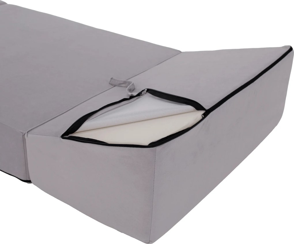 Összecsukható matrac/fotel, 2v1, világosszürke, PELOS