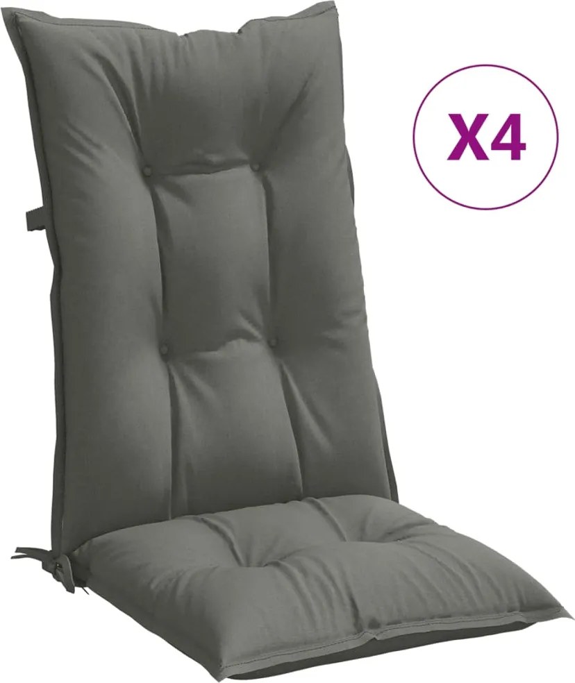 vidaXL 4 db sötétszürke szövet magas háttámlájú székpárna 120x50x7 cm