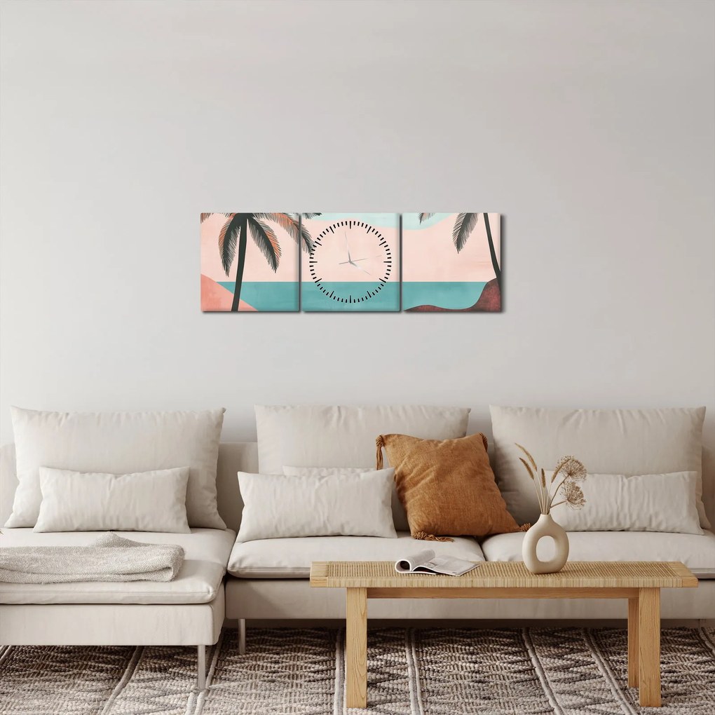 Kép - Pálmafák a tengernél (órával) (90x30 cm)
