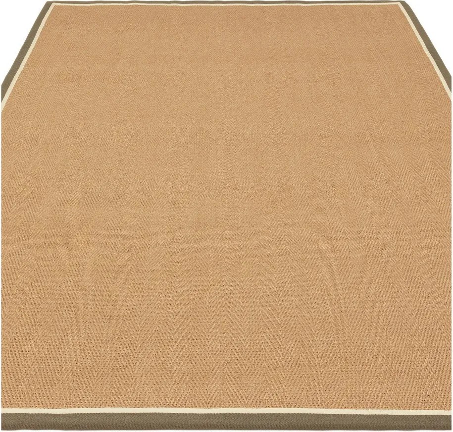 Khaki-natúr színű kétoldalas-kézi szövésű juta szőnyeg 120x170 cm Bordo Herringbone Khaki – Asiatic Carpets
