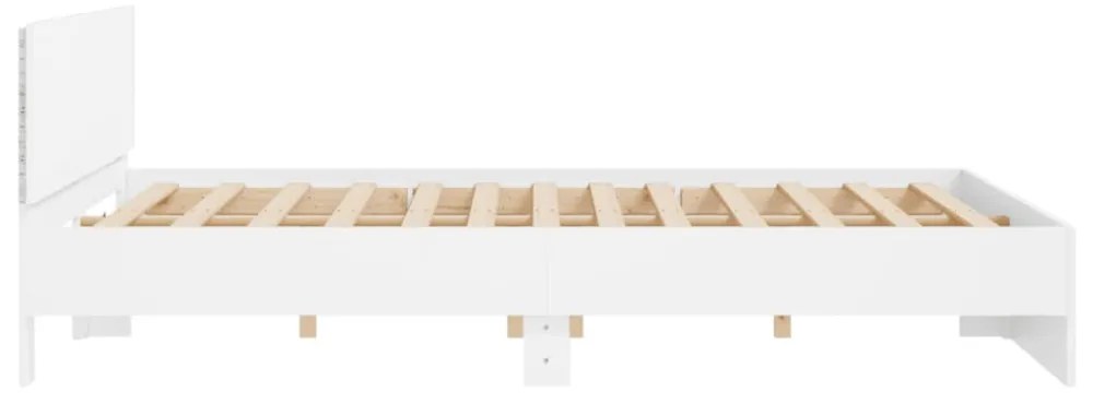 fehér ágykeret fejtámlával és LED-del 200 x 200 cm