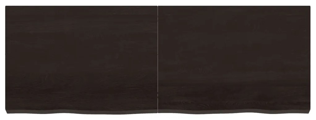 sötétbarna kezelt tömör tölgyfa fali polc 140 x 50 x (2-6) cm