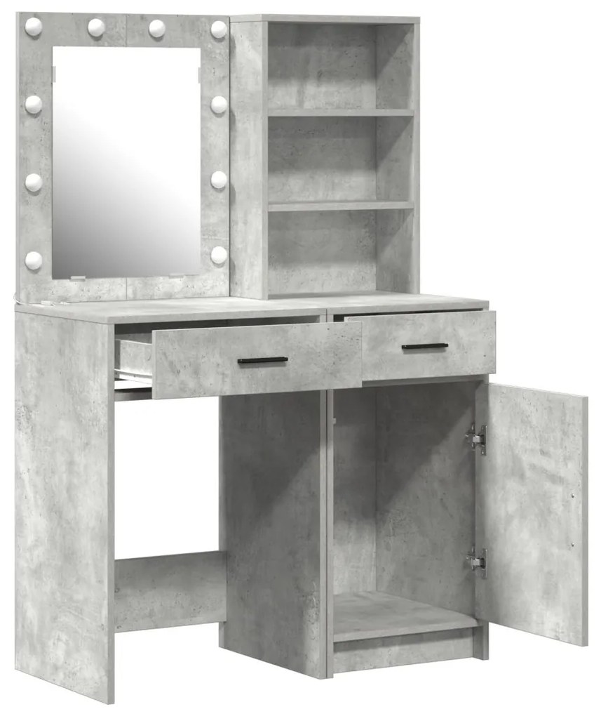 Sminkasztal Készlet 2 pcs Beton Szürke 50 x 41 x 135 cm Faanyag