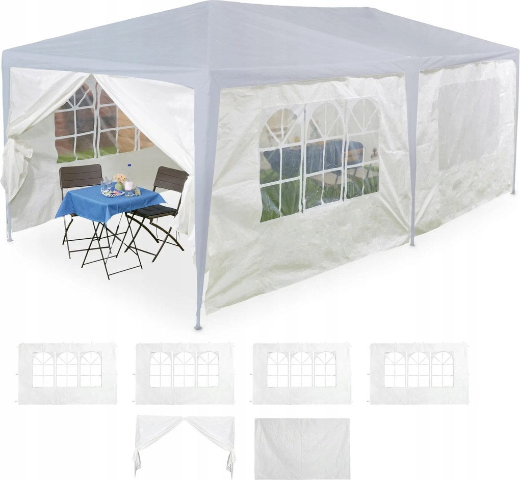 Relaxdays Oldalpanelek előtetőkhöz 2x3m, vízálló, fehér