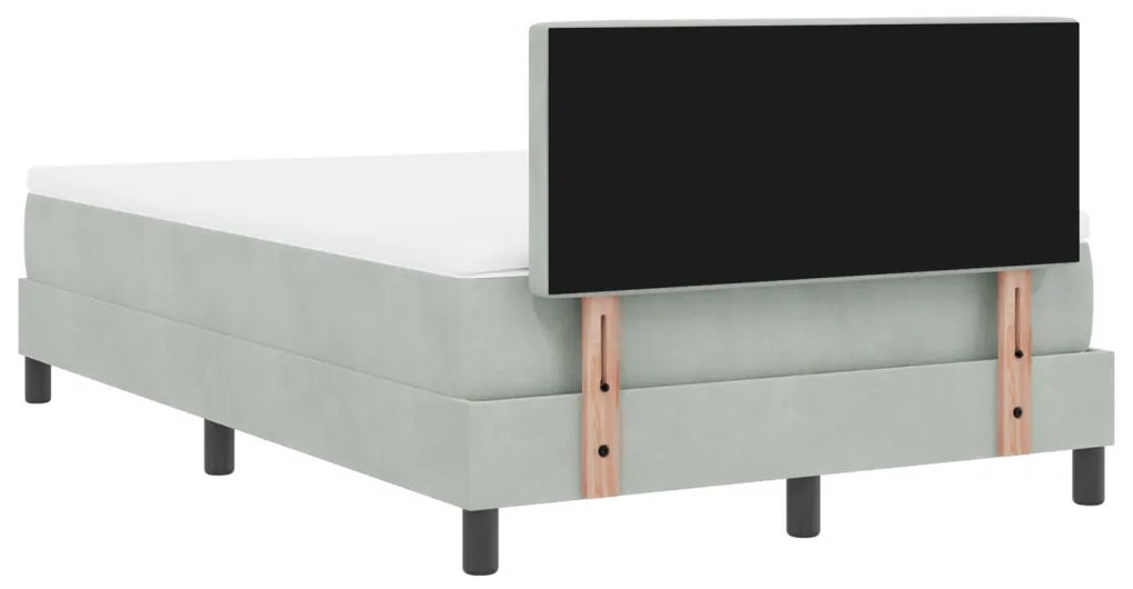 Box Spring Ágy Matraccal &amp; LED Szürke 120x190 cm Bársony