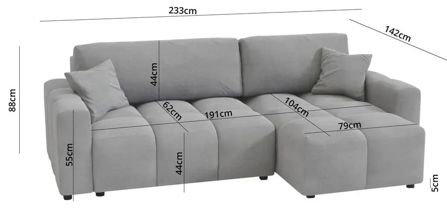 Fehér kinyitható sarokkanapé (variálható) Luki – Ropez