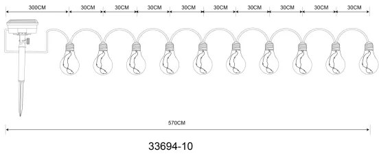 Globo 33694-10 - LED Napelemes dekoratív lánc 50xLED/0,06W/3,2V IP44