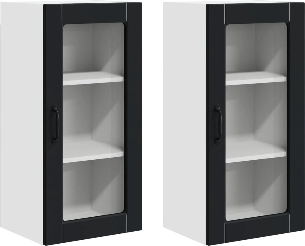 vidaXL Konyhaszekrény 2 pcs Fekete 40 x 31 x 80 cm Faanyag