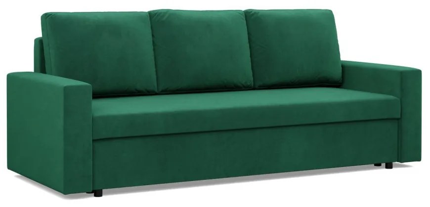 Zeus kanapéágy, bársony, hab töltet, egyenes kartámasz, zöld