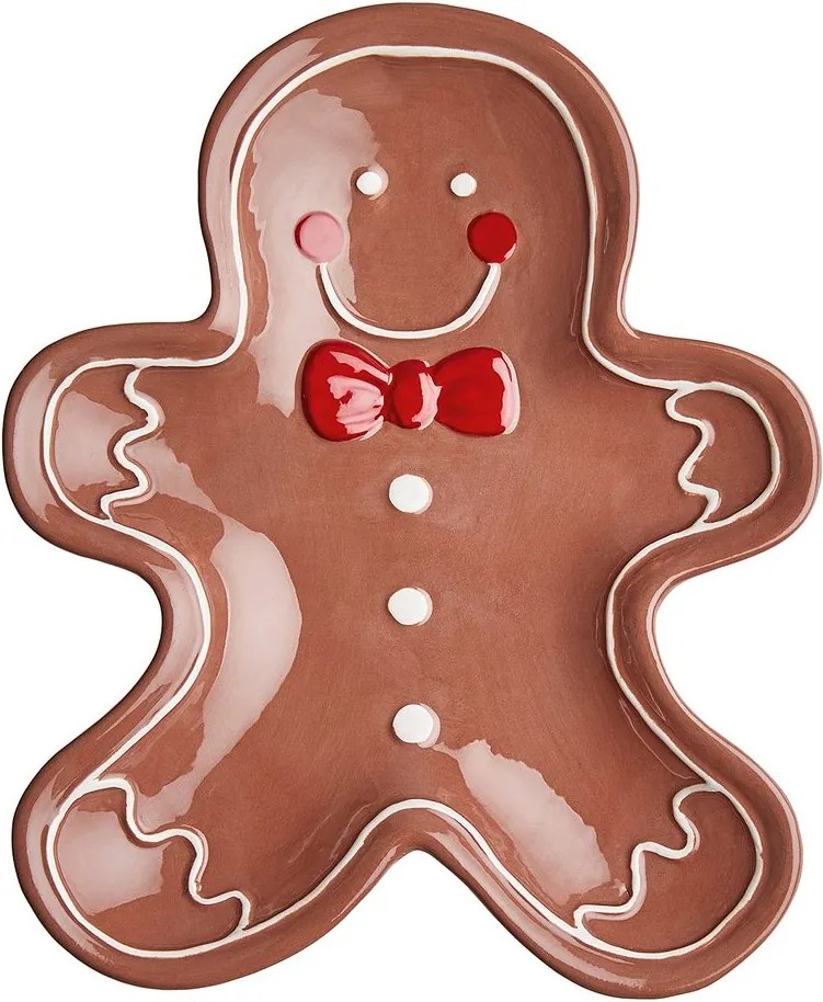 SWEET X-MAS dekor tányér 19 x 16 cm, mézeskalács figura