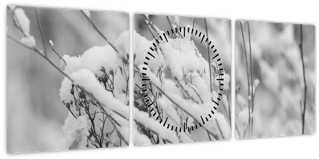 Kép - Havas ágak (órával) (90x30 cm)