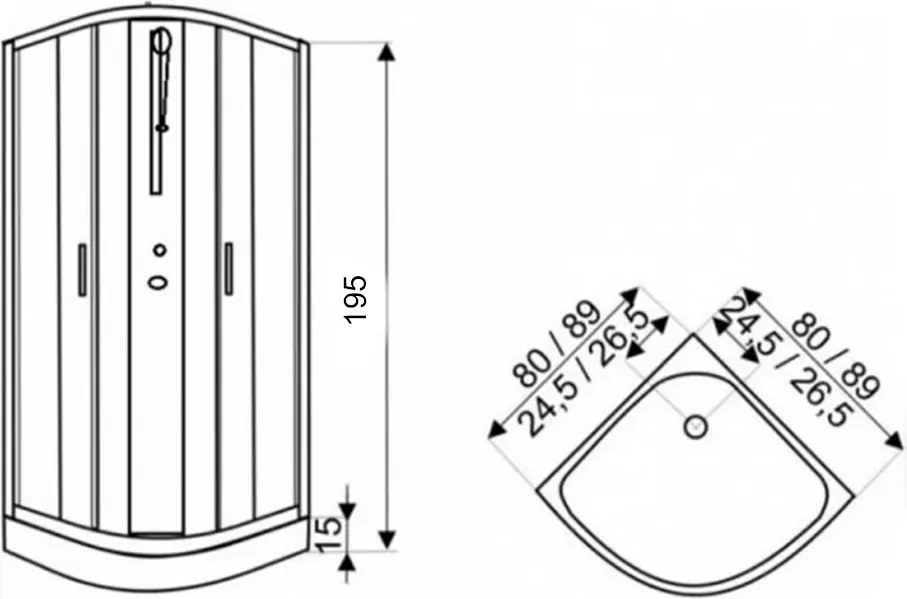 Marco Black II zuhanykabin 90x90x195 cm
