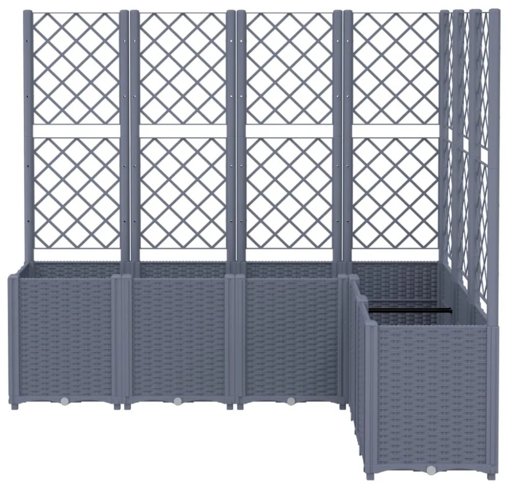 kékszürke polipropilén rácsos kerti ültetőláda 160 x 120 x 140 cm