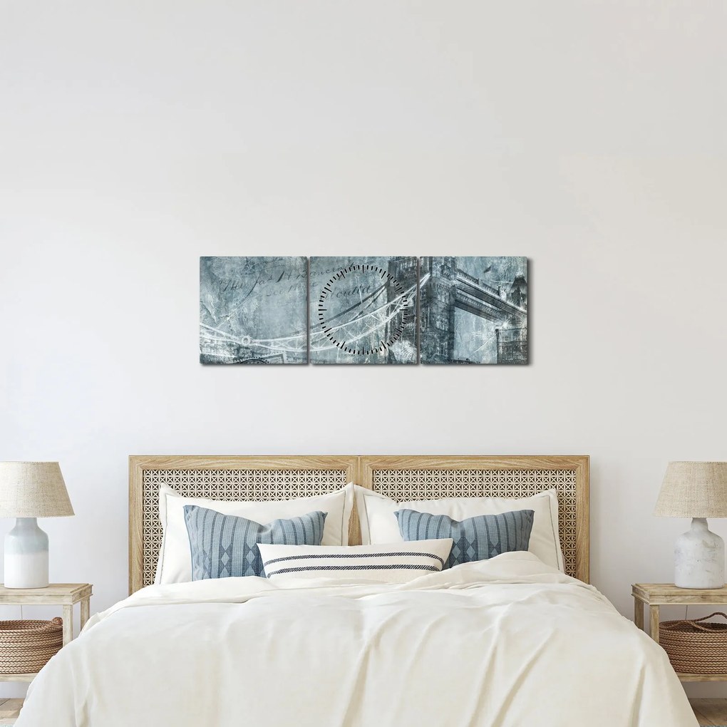 Kép - Tower Bridge hideg tónusokkal (órával) (90x30 cm)